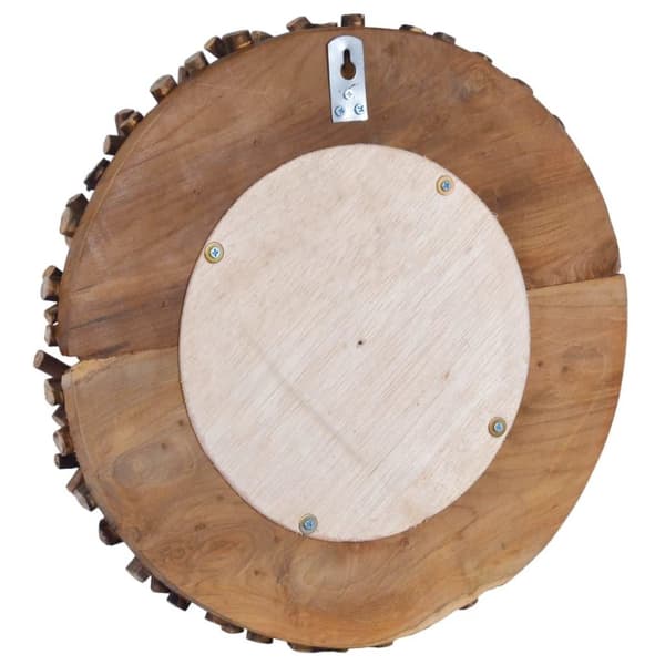 vidaXL Veggspeil 40 cm teak rund