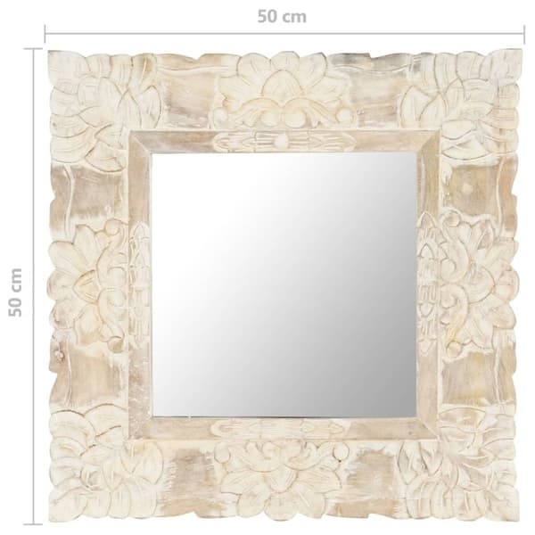 vidaXL Spegel vit 50x50 massivt mangoträ