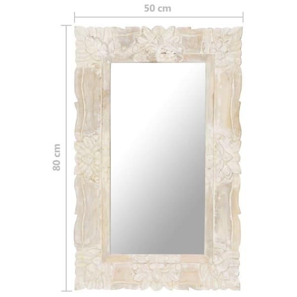 vidaXL spejl 80x50 cm massivt mangotræ hvid