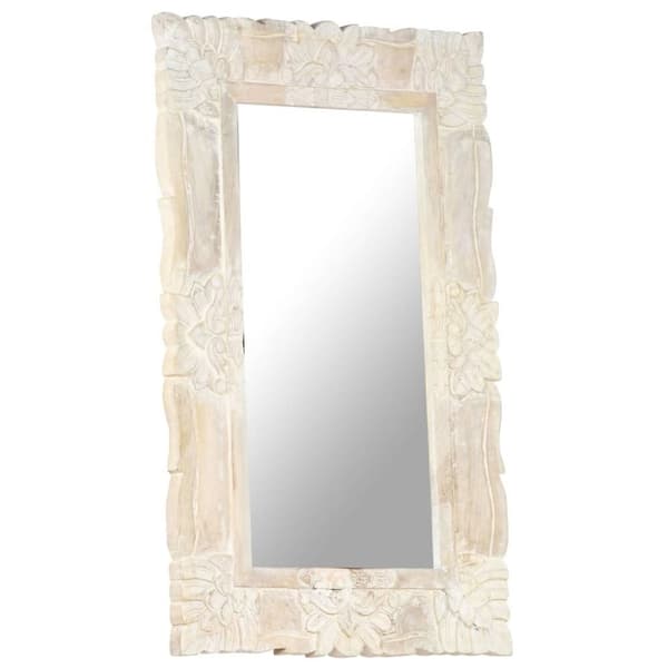 vidaXL spejl 80x50 cm massivt mangotræ hvid