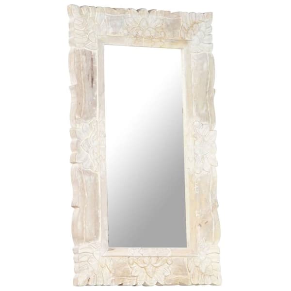 vidaXL spejl 80x50 cm massivt mangotræ hvid
