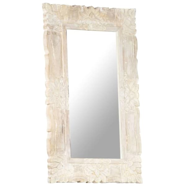 vidaXL spejl 80x50 cm massivt mangotræ hvid