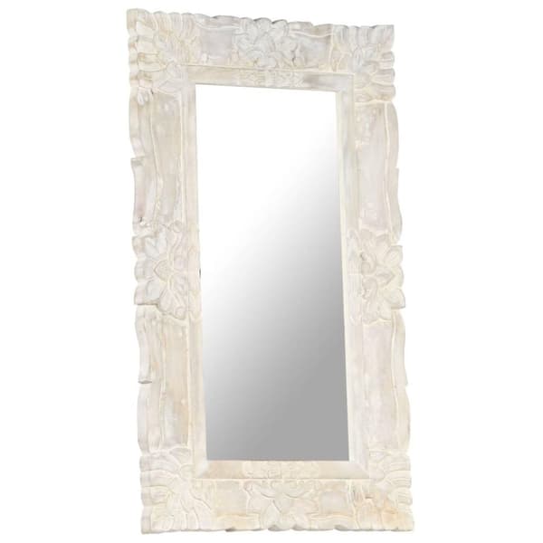vidaXL spejl 80x50 cm massivt mangotræ hvid