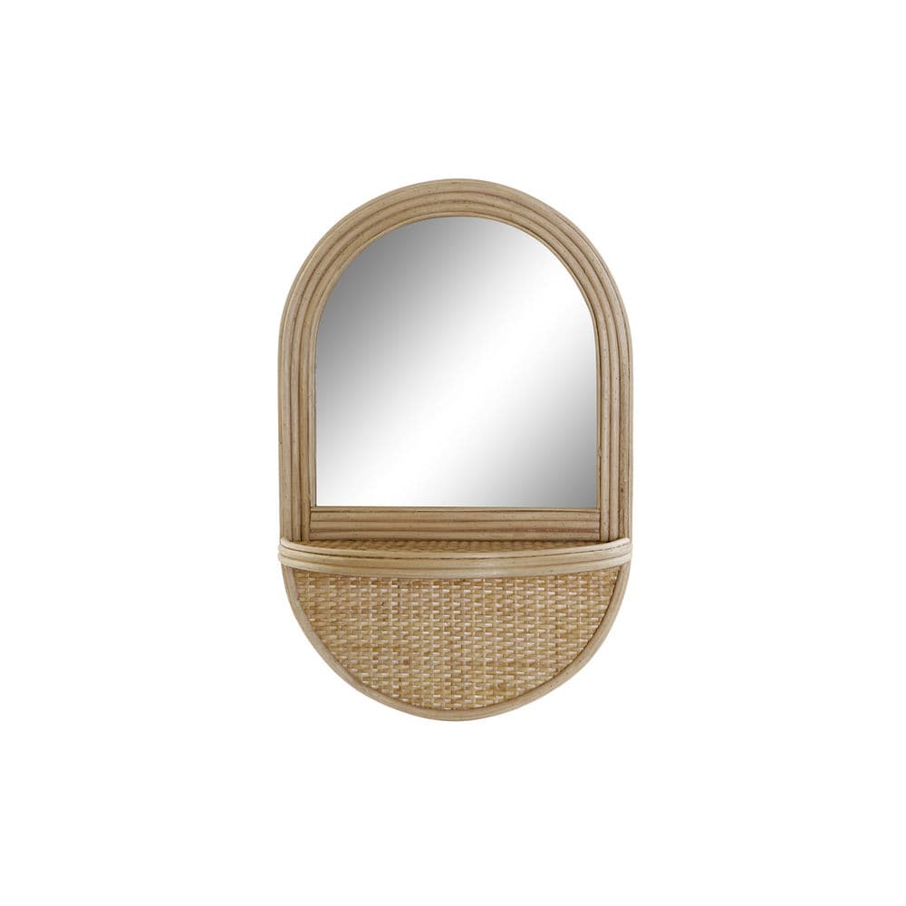 Väggspegel DKD Home Decor Glas Rattan (30.5 x 15 x 46 cm)