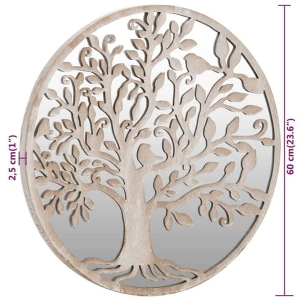 vidaXL havespejl 60x2,5 cm rundt jern sandfarvet