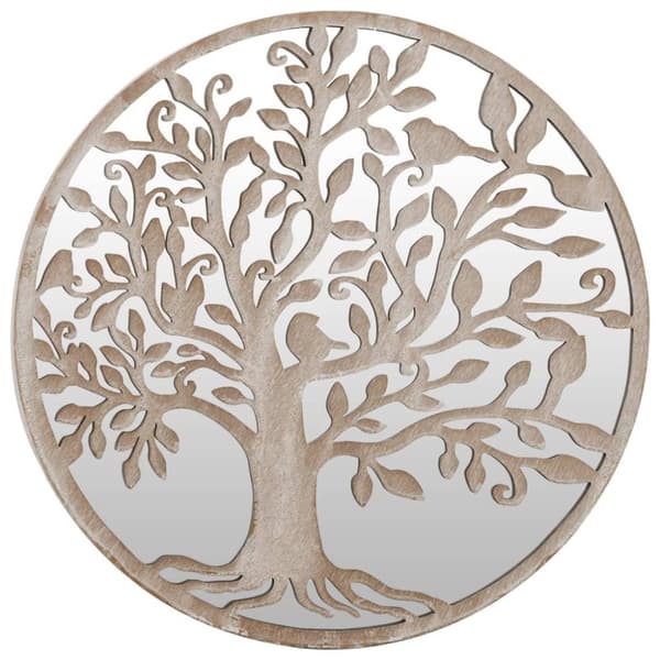 vidaXL havespejl 60x2,5 cm rundt jern sandfarvet