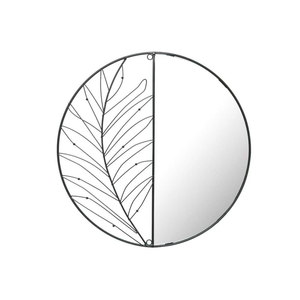 Väggspegel DKD Home Decor Glas Svart Järn Löv av en växt (50 x 2 x 50 cm)