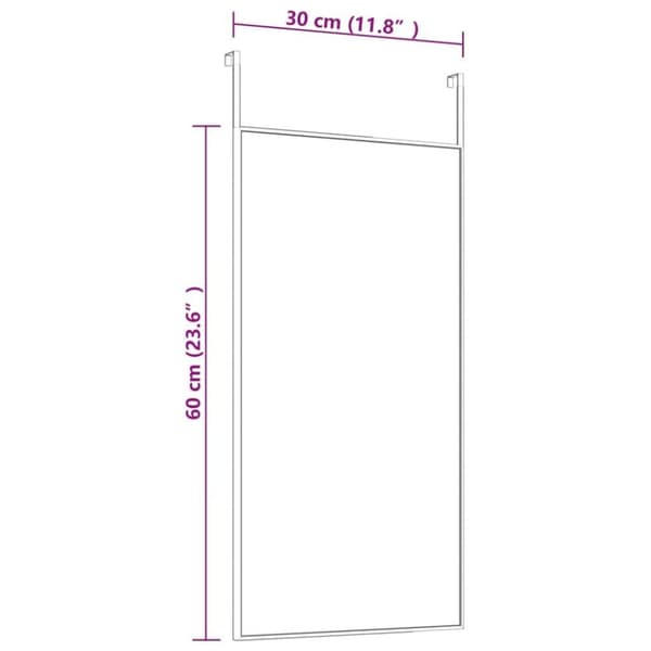 vidaXL Dörrspegel svart 30x60 cm glas och aluminium