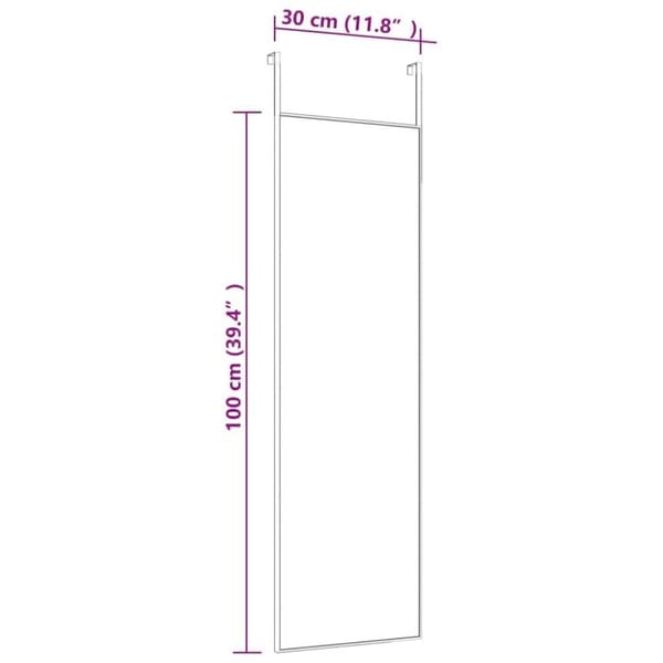 vidaXL Dörrspegel svart 30x100 cm glas och aluminium