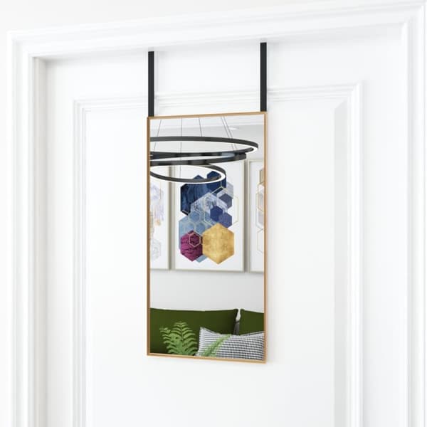 vidaXL dørspejl 30x60 cm glas og aluminium guldfarvet