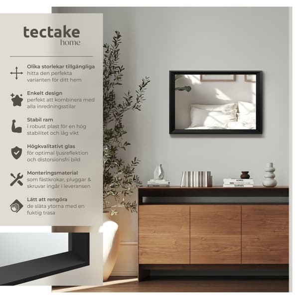 Rektangulär väggspegel Elina med plastram - 40 x 60 cm