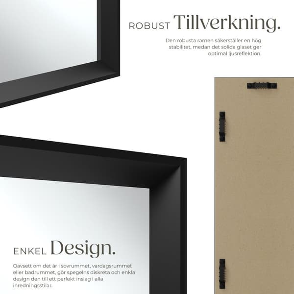 Rektangulär väggspegel Elina med plastram - 50 x 70 cm