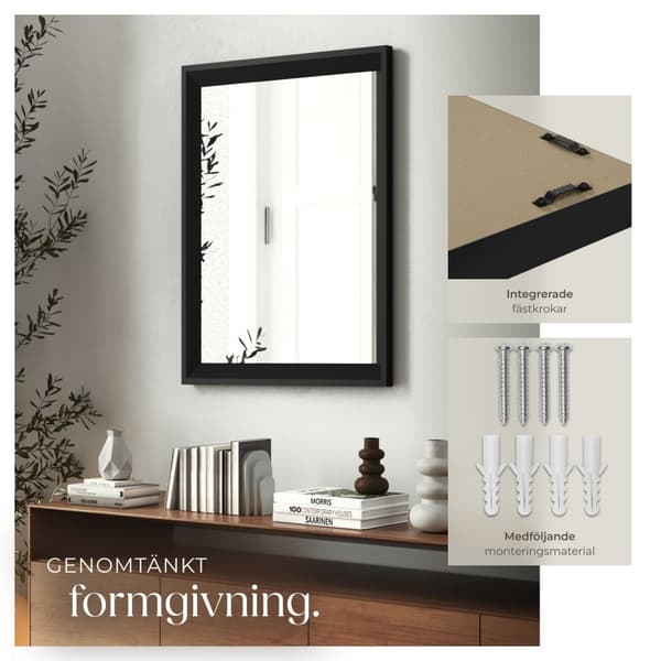 Rektangulär väggspegel Elina med plastram - 50 x 70 cm