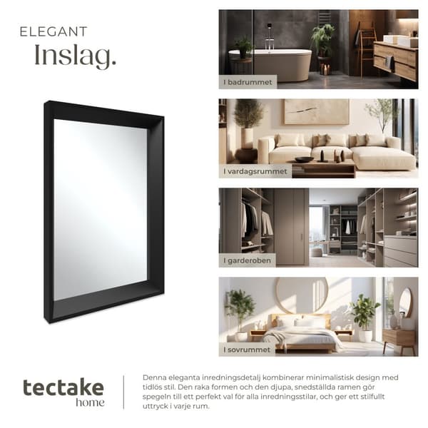 Rektangulär väggspegel Elina med plastram - 50 x 70 cm