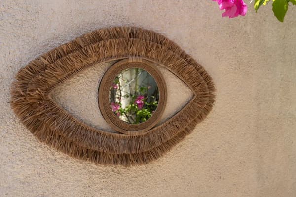 Raffia Eye Spejl - Natur - M