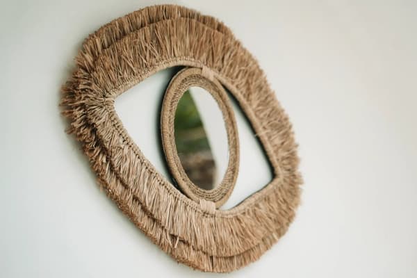 Raffia Eye Spejl - Natur - M
