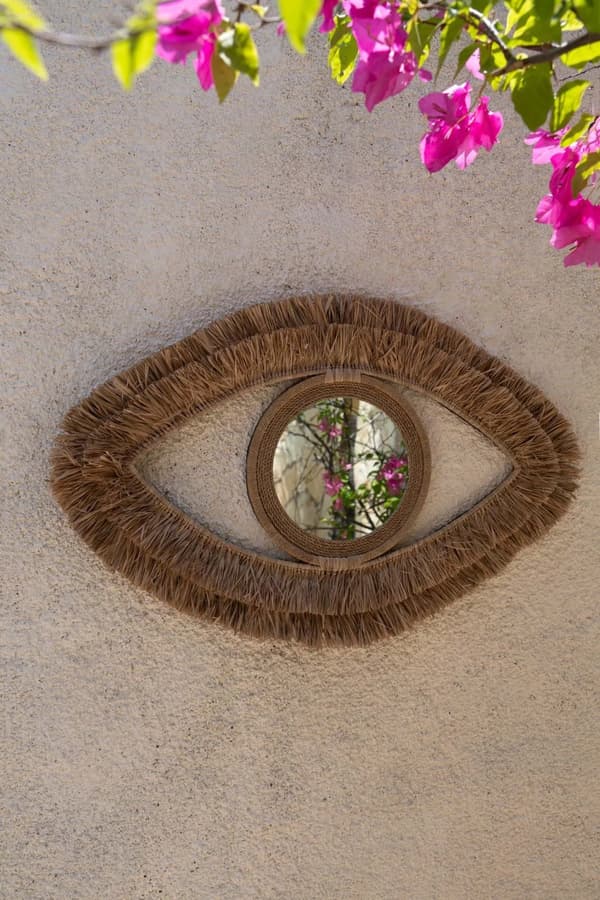 Raffia Eye Spejl - Natur - M