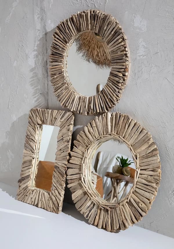 Driftwood Indrammet Spejl - Natur - M