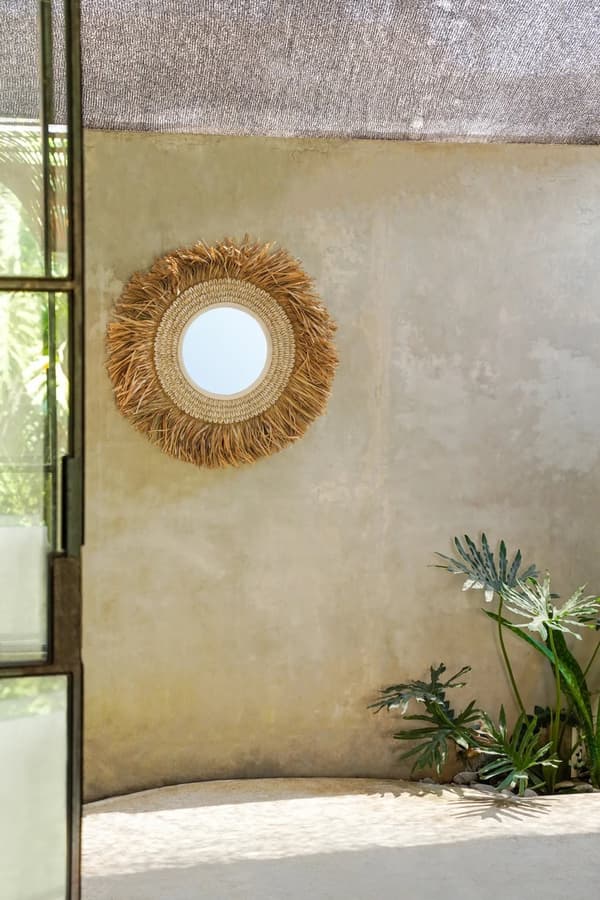 Raffia Cowrie Spejl - Naturlig Hvid