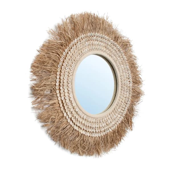 Raffia Cowrie Spejl - Naturlig Hvid