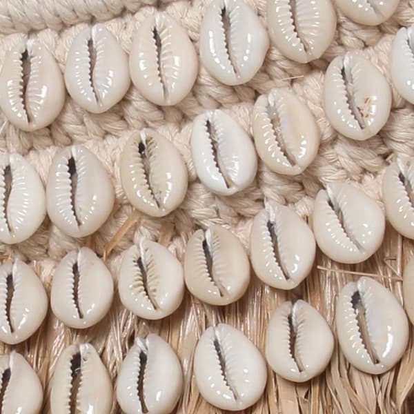 Raffia Cowrie Spejl - Naturlig Hvid