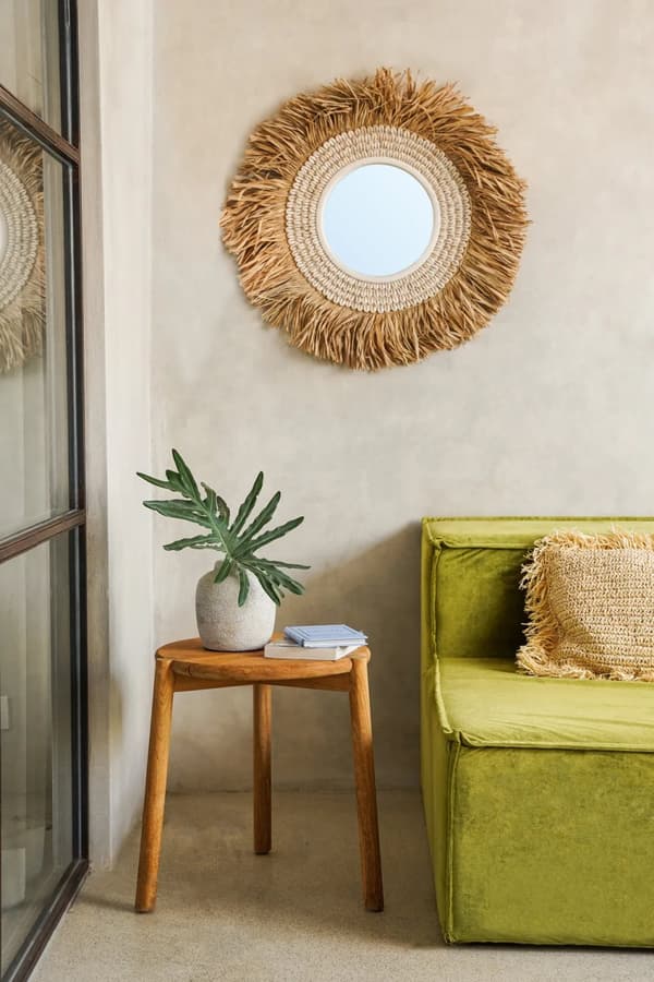 Raffia Cowrie Spejl - Naturlig Hvid