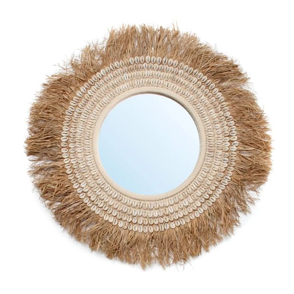 Raffia Cowrie Spejl - Naturlig Hvid