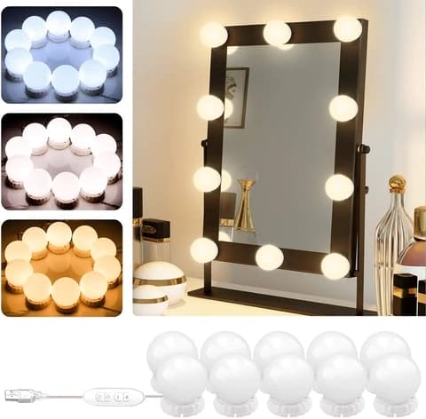 10st LED-lampor för Sminkspegel m Dimmer
