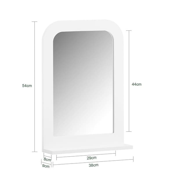 Spejl med hylde, BZR162-W, 38x9x54 cm, Hvid