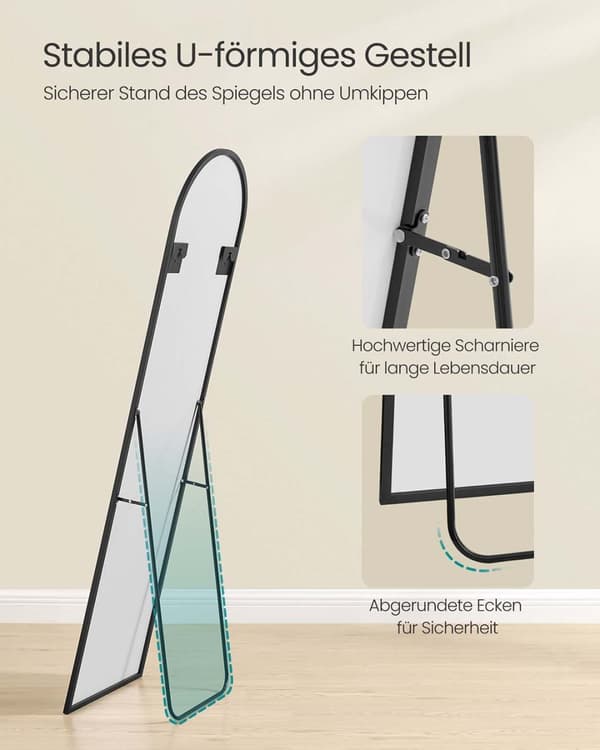 Koko vartalon peili, SONGMICS LFM031B01, 160x50 cm, Musta