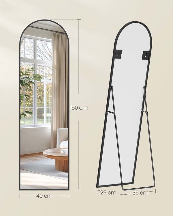 Koko vartalon peili, SONGMICS LFM031B01, 160x50 cm, Musta