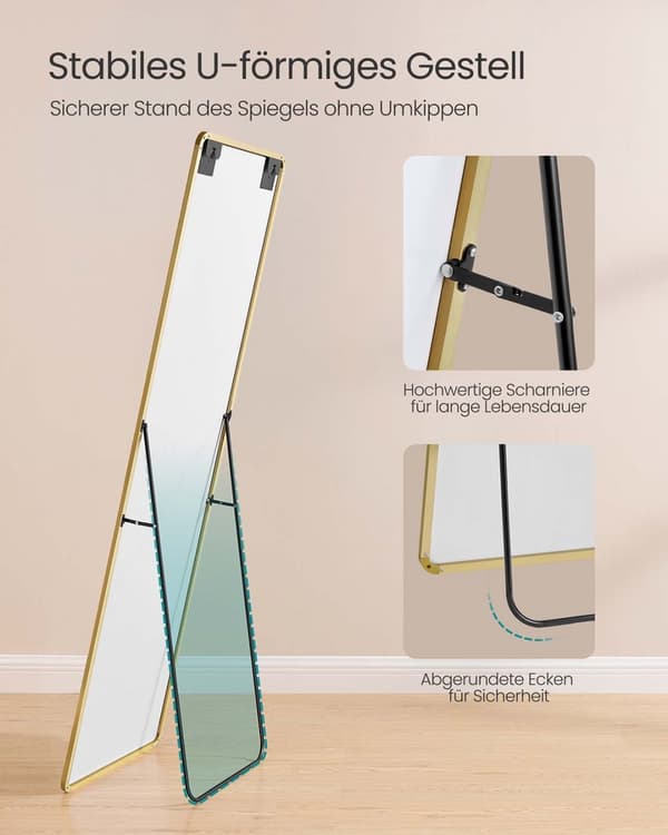 Koko vartalon peili, SONGMICS LFM030B01, 160x50 cm, Musta