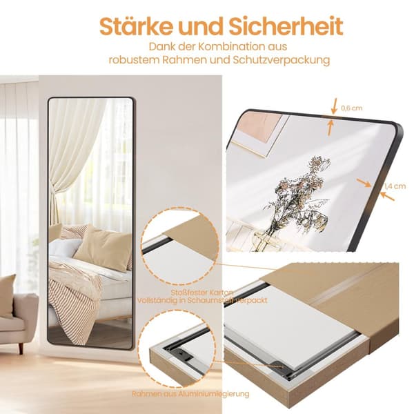 Helkropsspejl, SONGMICS LFM030B01, 160x50 cm, Sort