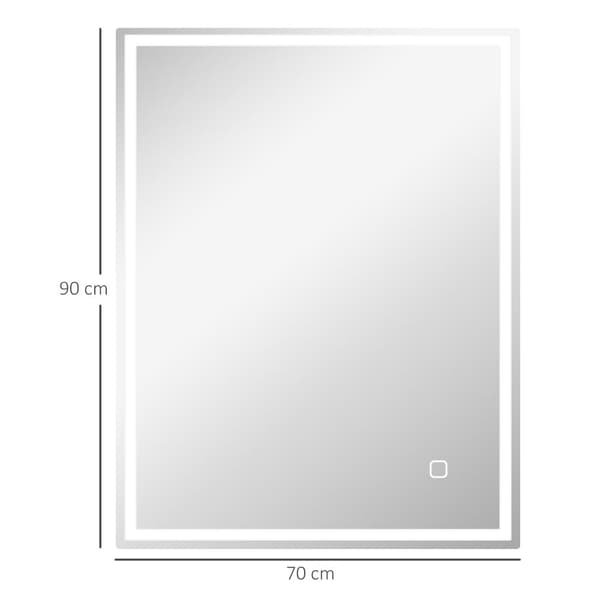 Badrumsspegel, 834-106V71SR, 90x70x4 cm, Silver