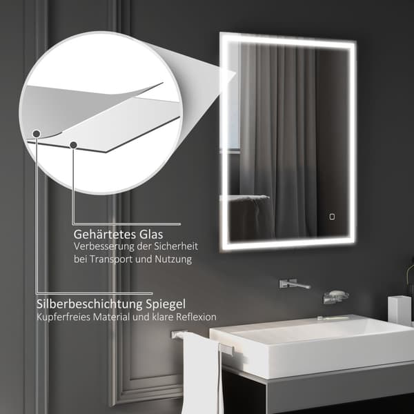 Badrumsspegel, 834-106V71SR, 90x70x4 cm, Silver