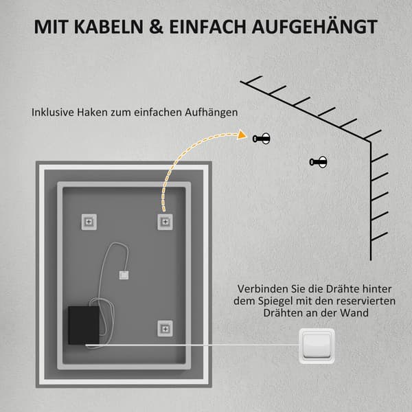 Badrumsspegel, 834-106V71SR, 90x70x4 cm, Silver