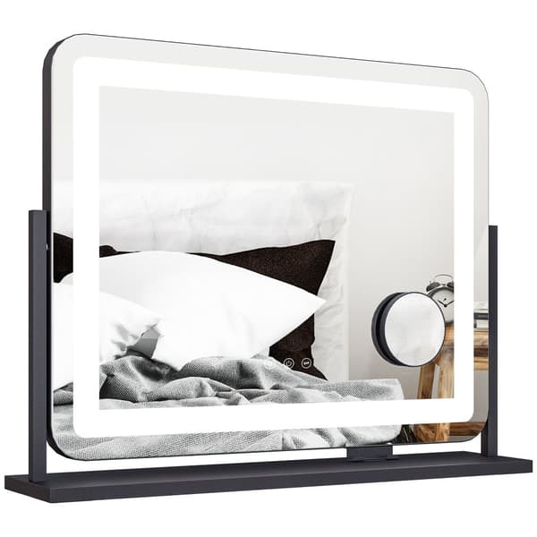 Makeup Spejl med Belysning, 62,5x14x52 cm, Sort