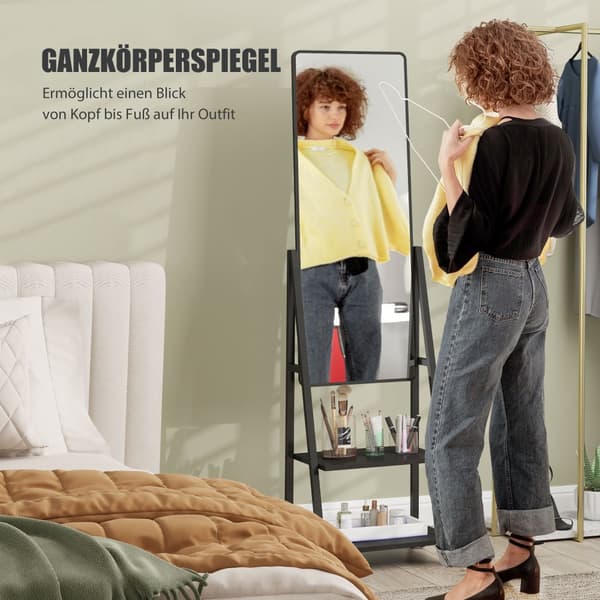 Fuldkrops Spejl, 42x155 cm, Sort