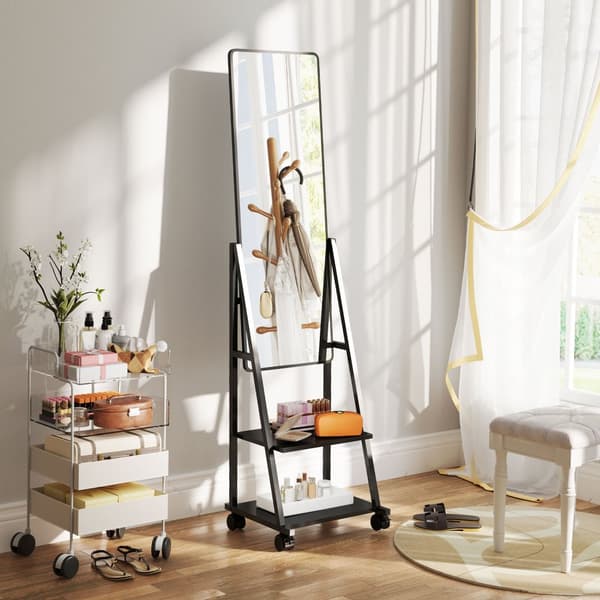 Fuldkrops Spejl, 42x155 cm, Sort