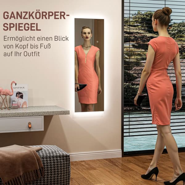 Fuldkrops Spejl, 40x120 cm, Transparent