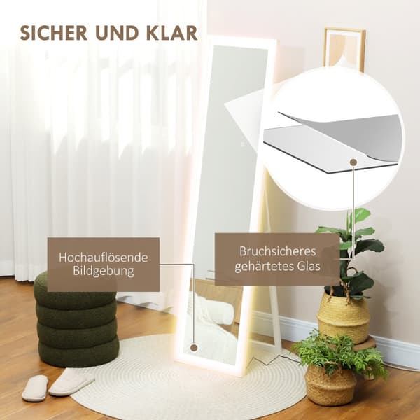 Fuldkrops Spejl, 40x160 cm, Hvid