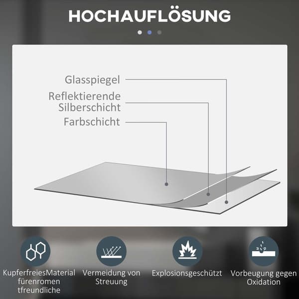 Badeværelsesspejl med Belysning, Ø60 cm, Hvid