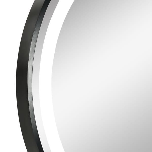 Badeværelsesspejl, LED, Ø60x4T cm, Sort