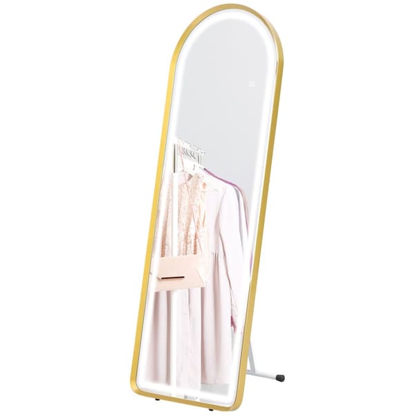 Fuldkrops spejl med LED lys, 47x146 cm, Guld