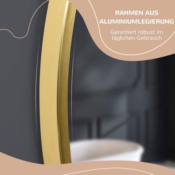 Badrumsspegel, LED, Ø50x2 cm, Guld