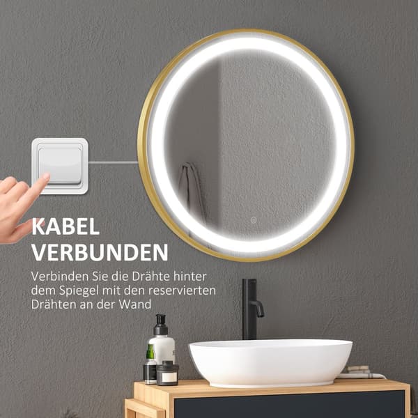 Badeværelsesspejl, Dimmbarer, 60x60 cm, Guld