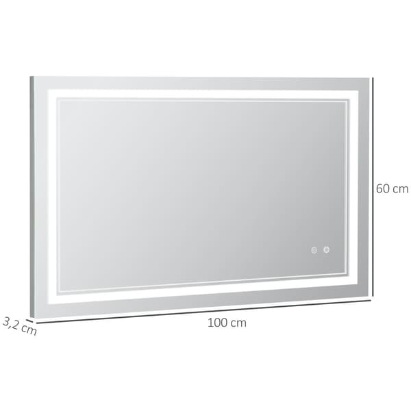 Badrumsspegel, 100x60x3.2 cm, Silver