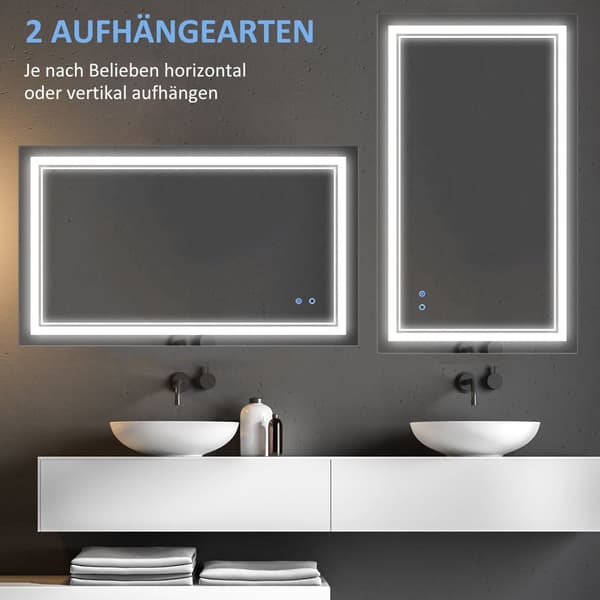 Badrumsspegel, 100x60x3.2 cm, Silver
