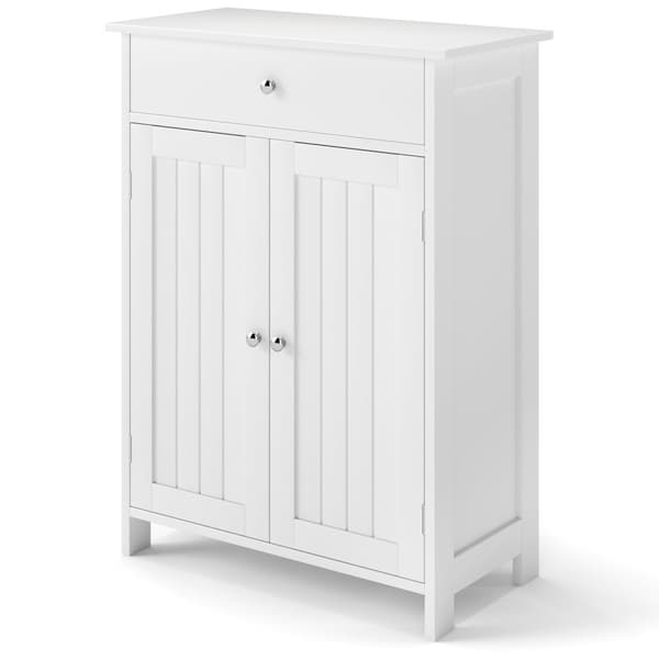 Badeværelses gulvskab, 23,5x12x31,5 tommer, hvid