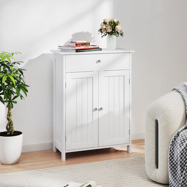 Badeværelses gulvskab, 23,5x12x31,5 tommer, hvid